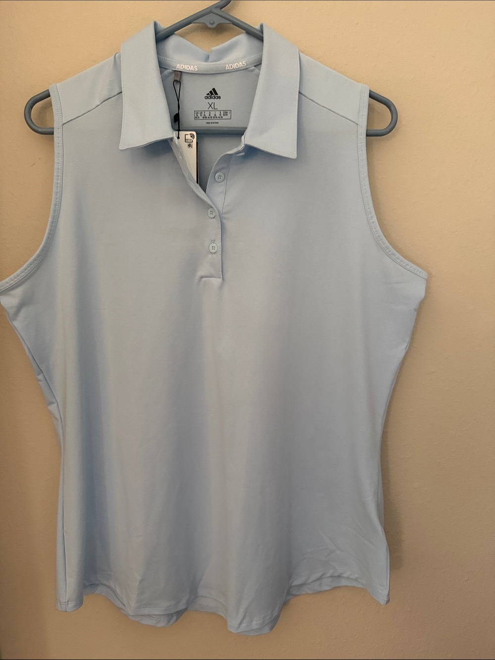 adidas Sleeveless Polo Tank Top in Pale Blue